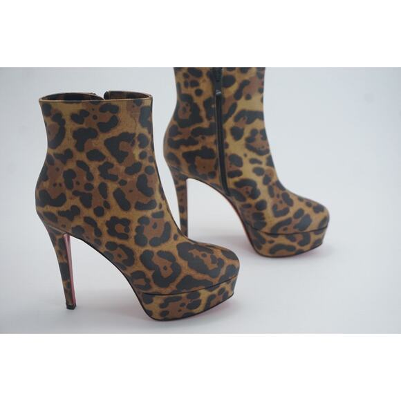 Christian Louboutin Bianca Bootie Size 35.5 NIB $1295 Leopard 120MM Platform - Picture 6 of 10